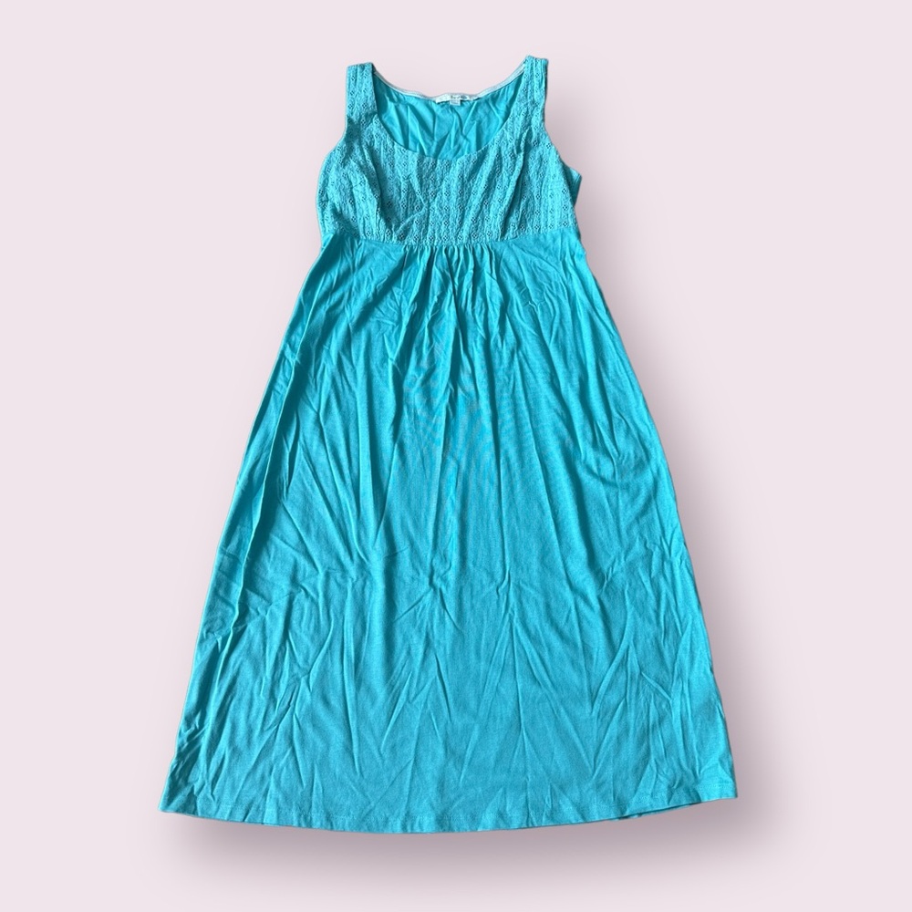 Women’s Boden Teal Eyelet Detail Modal Cotton Tank Dress Size 12 - Picture 1 of 10